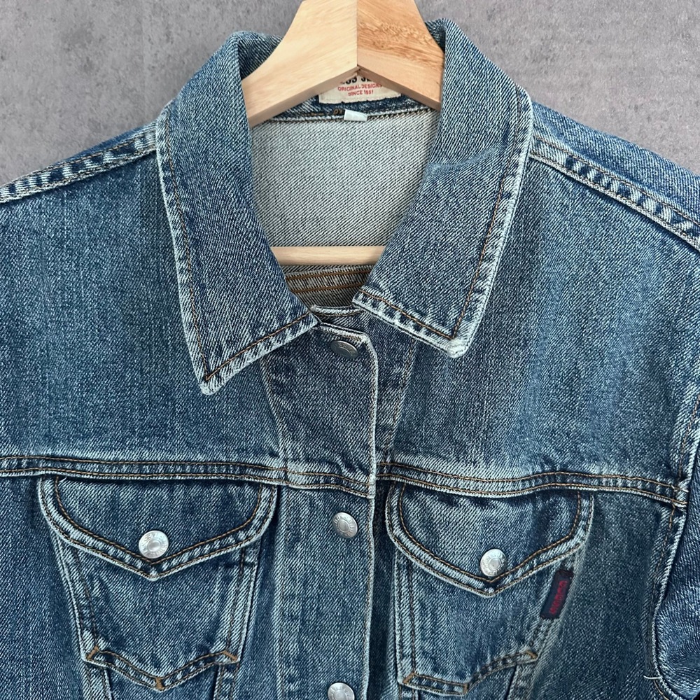 Vintage Guess Jeans Denim Jacket Medium Wash 2nd Freedom Graphic Womens M 90s - Picture 6 of 11